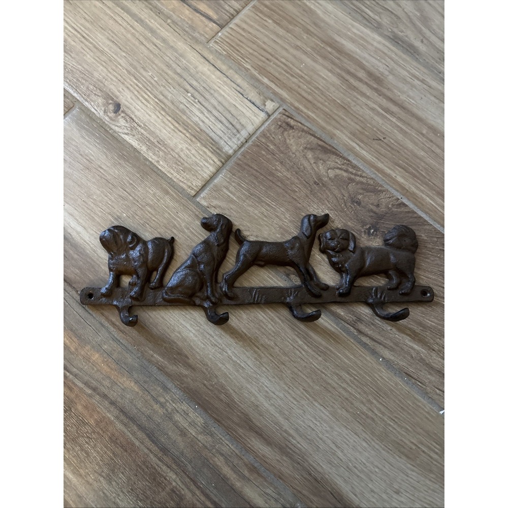 Stoneledge Investments Cast Iron Dog Wall Hook 14" Brown Leash Holder H-124